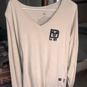 Disney Cream V-Neck Long Sleeve Shirt